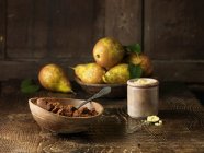 Pears and spiced muscovado sugar and molasses — Stock Photo