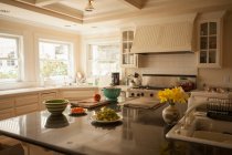 Інтер'єр кухні з стиглим виноградом на кухонній стійці — стокове фото