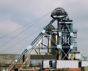 Distant view of Coal mine, metal construction — Stock Photo