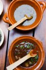 Dishes of salsa sauce — Stock Photo