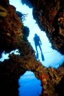 Diver silhouette pops up — Stock Photo