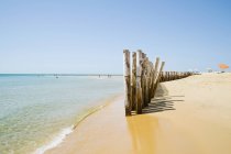Groynes on beach, Cap Ferret, Costa d'Argent, Francia — Foto stock
