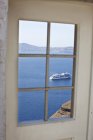 Cruise ship viewed from window — Stock Photo