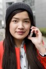 Close up of woman using cellular phone — Stock Photo