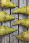 Top view of six pears on table — Stock Photo