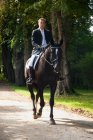 Cavalo de vestir e cavaleiro — Fotografia de Stock
