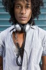 Young man with headphones — Stock Photo