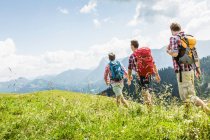 Amici maschi escursioni, Tirolo, Austria — Foto stock