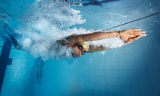 Плавець занурюється в басейн — стокове фото