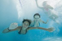 Девочки плавают в бассейне — стоковое фото