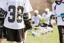 Lacrosse players on field — Stock Photo