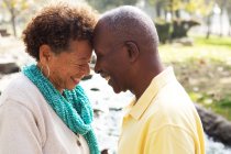 Senior couple face to face, smiling — Stock Photo