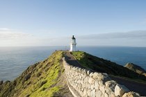 Lighthouse on hill at Cape Reigna — Stock Photo