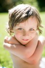 Portrait of young boy, outdoors, close-up — Stock Photo