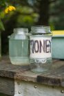 Money jar at pick-your-own farm — Stock Photo