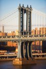 Part of Manhattan bridge in evening sunlight — Stock Photo