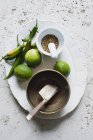 Ingredients for salad dressing with jalapeno peppers — Stock Photo
