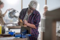 Città del Capo, Sud Africa, donna che lavora nel laboratorio di legno — Foto stock