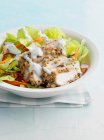 Ciotola di pollo con insalata — Foto stock