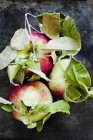 Manzanas de sidra en superficie oscura - foto de stock