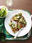Baked Vegetable Frittata with fork on plate — Stock Photo