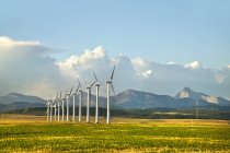 Wind turbines in row — Stock Photo