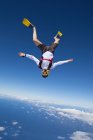 Skydiver in snorkel gear over north shore of Oahu, Hawaii — Stock Photo