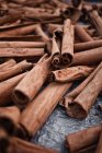 Cinnamon sticks pile, close up shot — Stock Photo