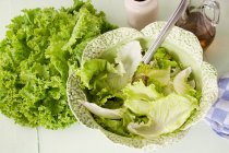 Salat in Schüssel mischen — Stockfoto