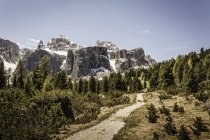 Vista de Dolomitas en el grupo Sella, Alta Badia, Tirol del Sur, Italia - foto de stock