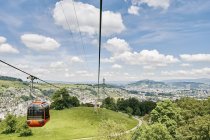 Elevated view of cable car and landscape, Mount Pilatus, Switzerland — Stock Photo
