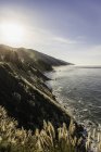 Sunlit view of cliffs and sea, Big Sur, California, USA — Stock Photo