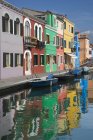 Multicolored houses and canal, Burano, Venice, Veneto, Italy — Stock Photo