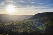 View of valley at sunrise, Hope Valley, Peak District, UK — Stock Photo