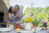 Senior couple embracing outdoors — Stock Photo