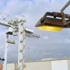Gantry crane in port, low angle view — Stock Photo