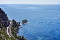 Aerial view of idyllic coastline and road at Eze, France — Stock Photo