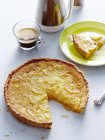 Sliced Italian lemon pie and coffee — Stock Photo
