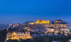 L'Acropoli illuminata di notte, Atene, Attiki, Grecia, Europa — Foto stock