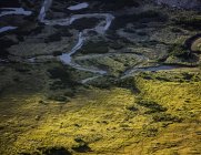Vista ad angolo alto sulla valle del Rucaco nel Parco Nazionale Nahuel Huapi, Rio Negro, Argentina — Foto stock