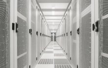 View of white corridor of data center — Stock Photo