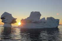 Icebergs from icefjord, Ilulissat, Disko Bay, Groenlândia, Polar Regions at sunset — Fotografia de Stock