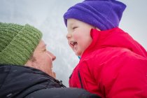 Father and son in wintry weather — Stock Photo
