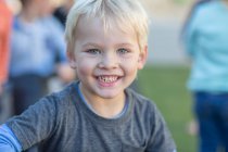 Cape Town, South Africa, portrait of cute blond boy with blue eyes — Stock Photo