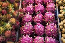 Dragon fruit on fruits and vegetable stall, Phuket, Thailand, Asia — стоковое фото