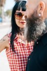 Mature hipster woman and boyfriend, portrait — Stock Photo