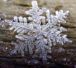 Hexagonal frozen crystal formed from hoar frost — Stock Photo