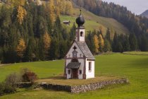 Chiesa di San Giovanni, Santa Maddalena, Valle di Funes, Dolomiti, Alto Adige, Italia, Europa — Foto stock