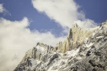 View of rugged rocky snow capped mountain, Torres del Paine National Park, Chile — Stock Photo