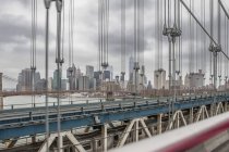 View of New York skyline from Manhattan Bridge, New York City, New York, USA — Stock Photo